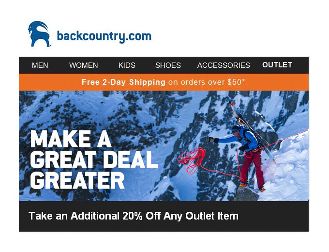 Extra 20% off Any Outlet Item at Backcountry