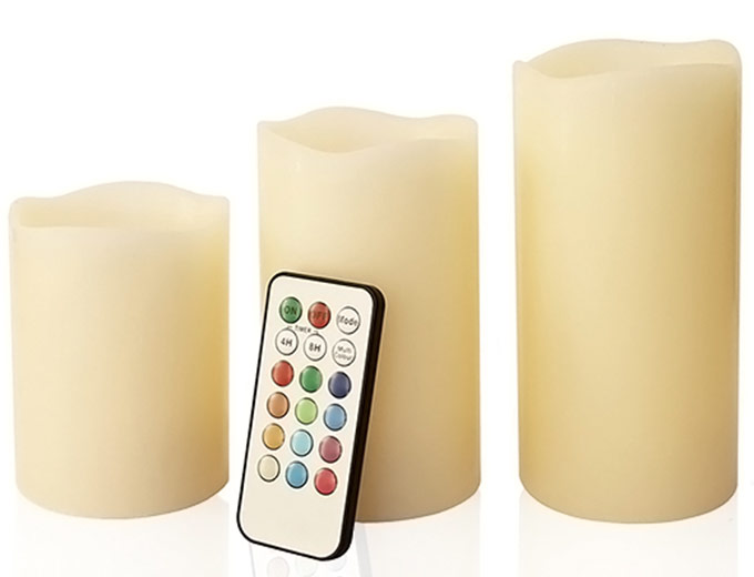 3-Pc LED Wax Candle Set