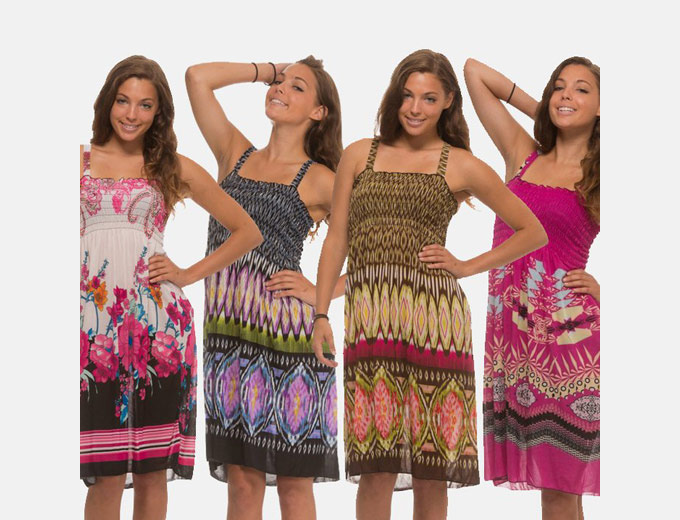 4-Pack Women's Floral Print Sundresses