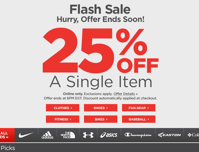 Sports Authority Flash Sale - 25% Off