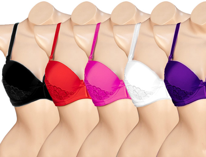6-Pack of Push-Up Bras in Multiple Colors