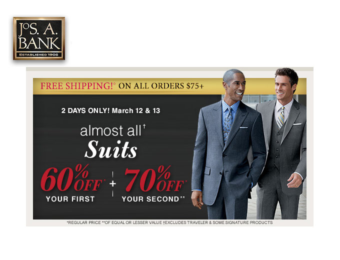 Extra 60% & 70% off Suits at Jos. A. Bank
