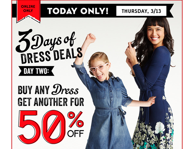 Buy one Dress, Get One 50% off at Old Navy