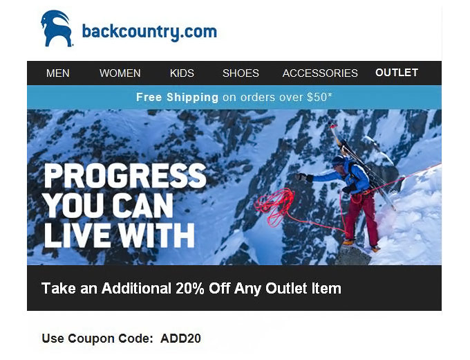 Extra 20% off at Backcountry - Last Day of Sale