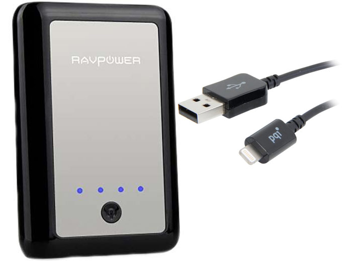 RAVPower Power Bank + PQI Lightning Cable