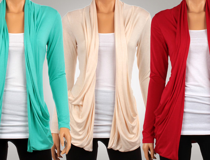 Women's Draped Cardigans with Pockets