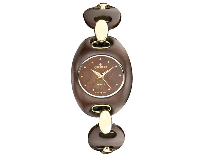 Croton Womens Brown Dial Maple Wood Watch