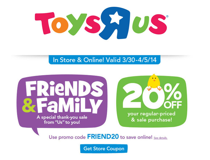 Toys R Us Friends & Family Sale - 20% off