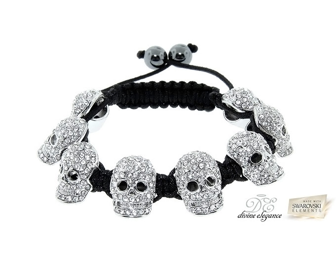 Swarovski Crystal Macrame Skull Bracelet