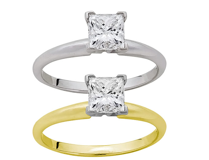 14K 1-Carat Princess-Cut Diamond Ring