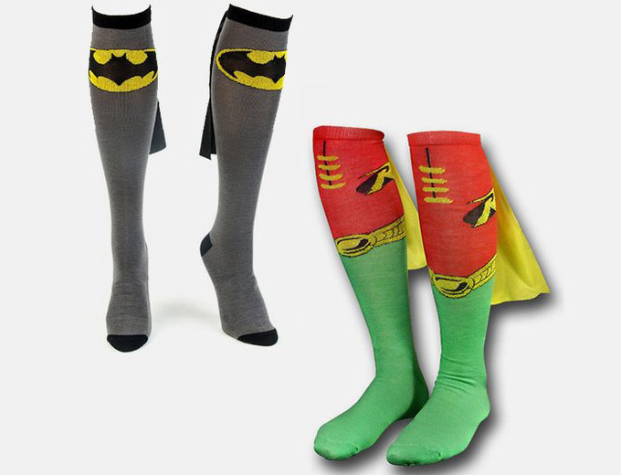 Batman & Robin Cape Sock Combo