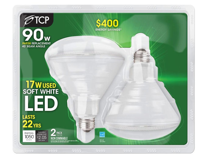 2-Pack TCP PAR38 LED Flood Light Bulbs