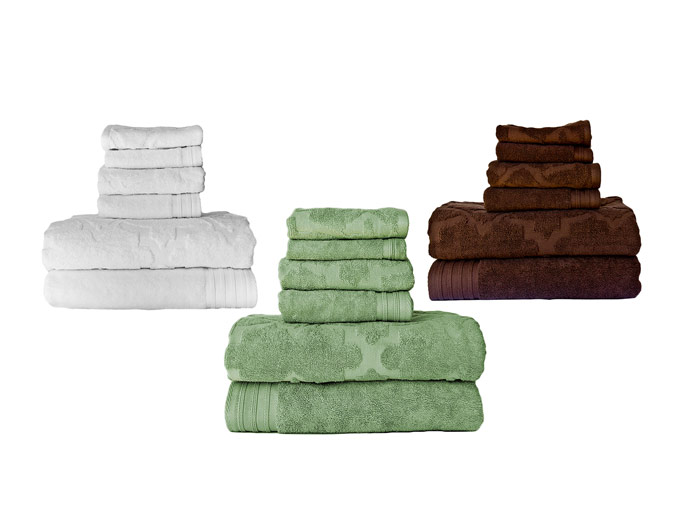6-Pc Egyptian Cotton Jacquard Towel Sets