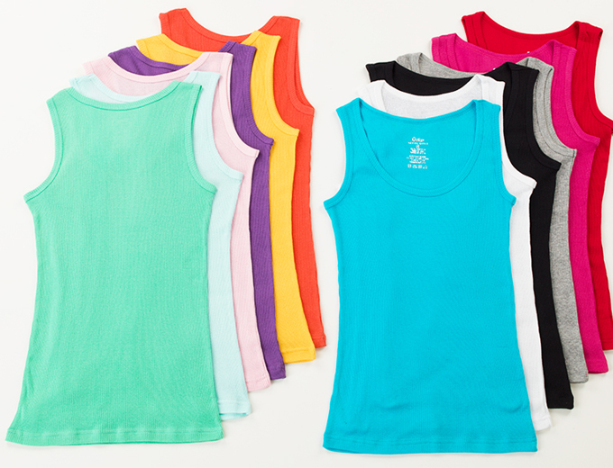 12-Pack of Women's Ribbed Cotton Tank Tops