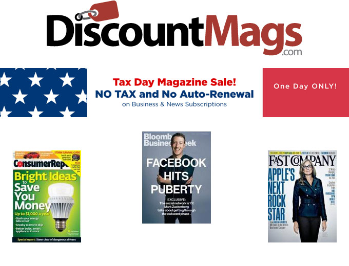 DiscountMags Tax Day Magazine Sale - 16 Titles