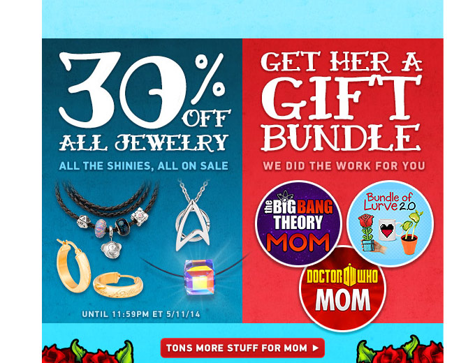 Extra 30% off Jewelery at ThinkGeek.com