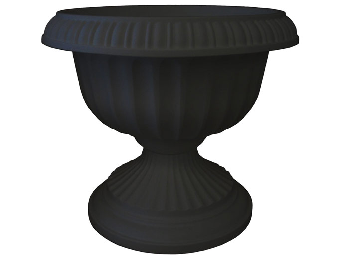 Bloem 18 in. Black Plastic Grecian Urn
