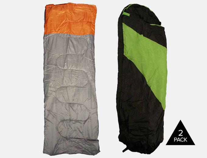 2-Pack Sleeping Bag, Traditional or Mummy