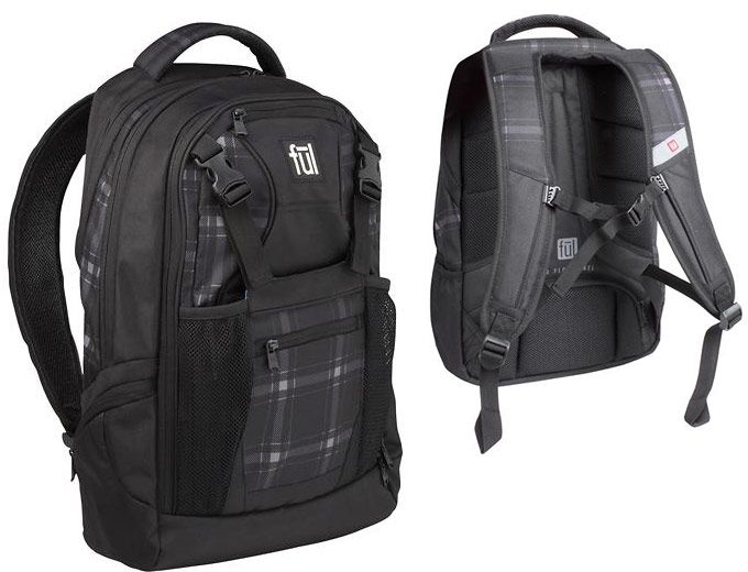 F&#363;l Backpack Laptop Case - Gray Plaid
