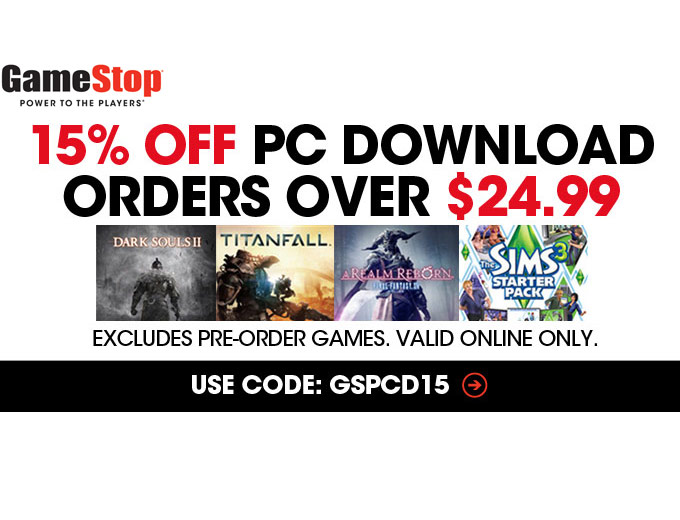 PC Download Orders of $25+ at GameStop