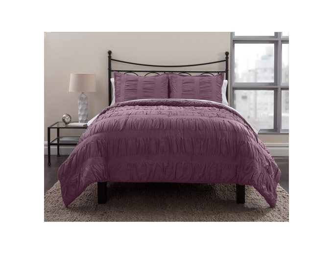 Formula Solid Ruched Bedding Comforter Set
