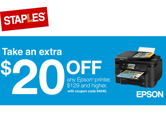 Save $20 off Epson Printers $129+ at Staples