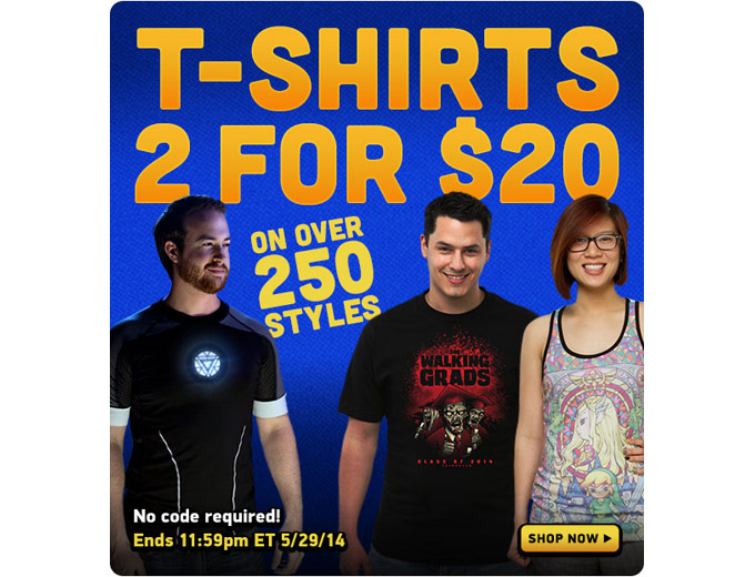 ThinkGeek T-Shirt Sale - 2 for $20 (250+ Styles)