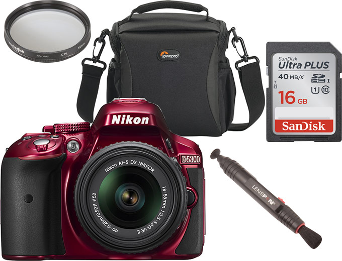 Nikon D5300 24.2MP Red DSLR Camera Kit