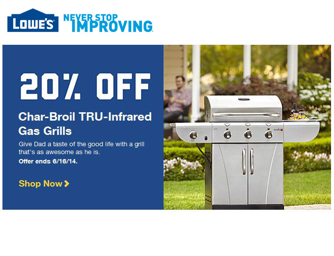 Extra 20% off Char-Broil TRU-Infrared Gas Grills