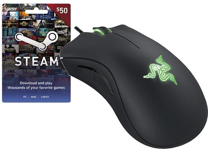 Free $50 Steam Wallet Card w/ Razer Gaming Mouse