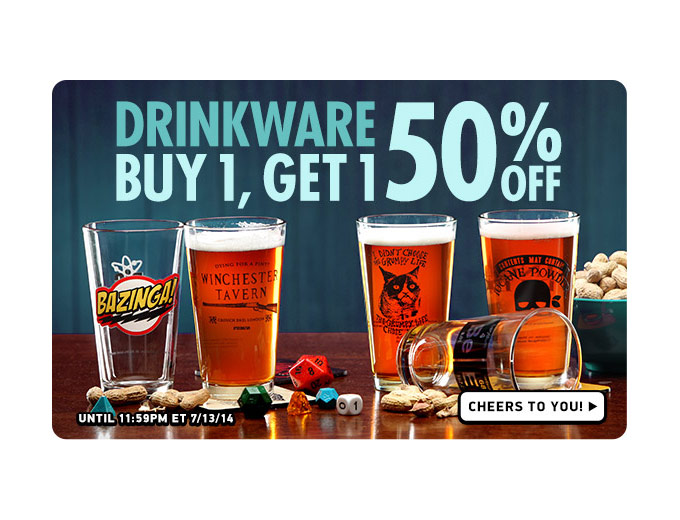 Buy One, Get One 50% off Drinkware at ThinkGeek