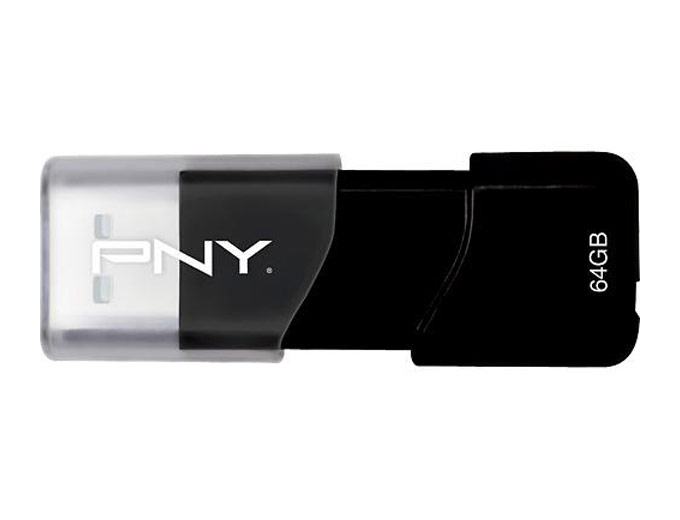 PNY Attache 64GB Flash Drive - Black/Clear