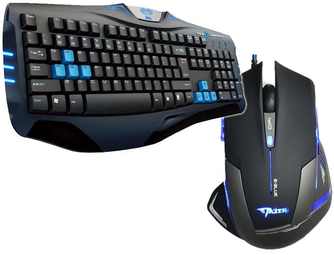 AGPtek Blue Backlit Gaming Keyboard w/ 2500DPI LED Mouse