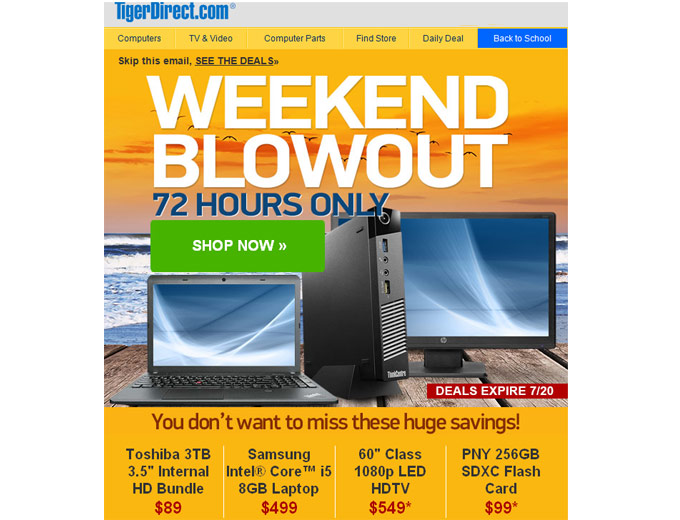 Tiger Direct 72 Hour Blowout Sale