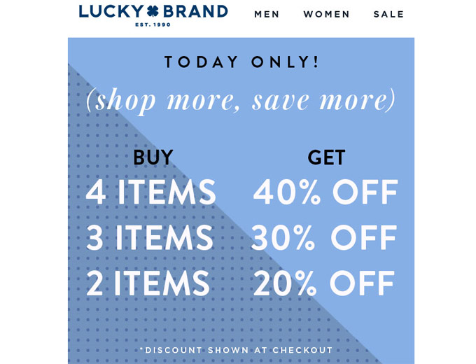 Save up to 40% off Your Order at Lucky Brand