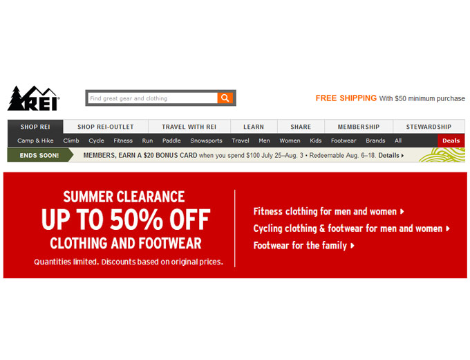 REI Summer Clearance Sale - Save Up To 50%