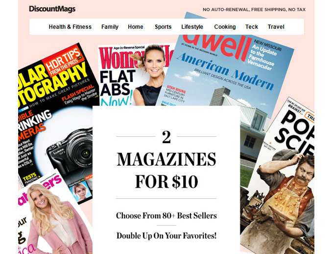 DiscountMags 2 for $10 Magazine Subscription Sale