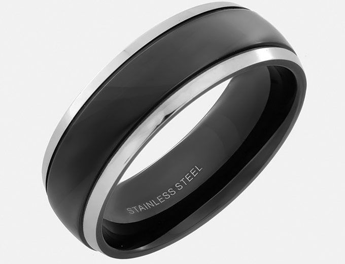 Stainless Steel Black Flat Top Ring