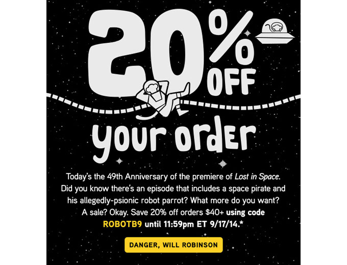 Extra 20% off Orders of $40+ at ThinkGeek