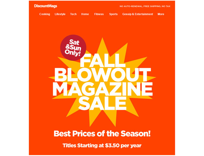 DiscountMags Fall Blowout Magazine Sale