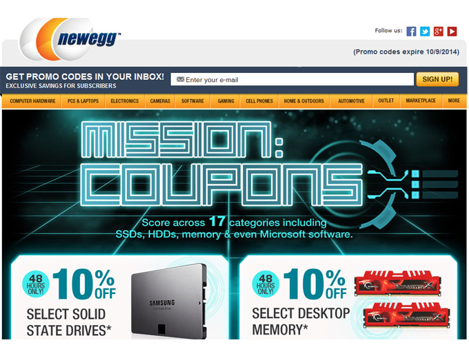 Newegg Mission Coupons: 17 Categories of Deals