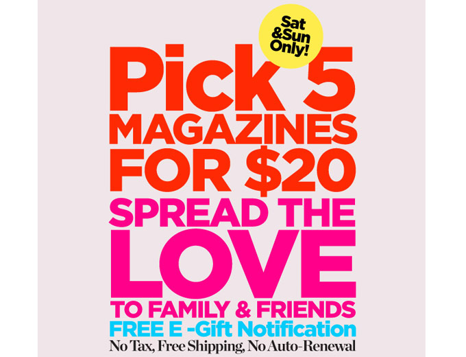 DiscountMags 5 for $20 Subscription Sale
