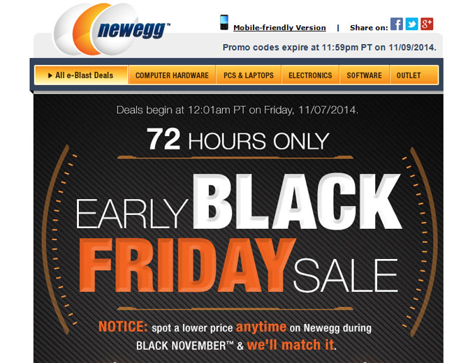 Newegg 72-Hour Early Black Friday Sale