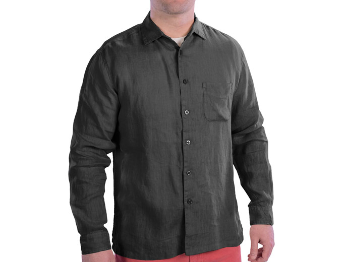 EQ Garment-Washed Linen Long-Sleeve Shirt