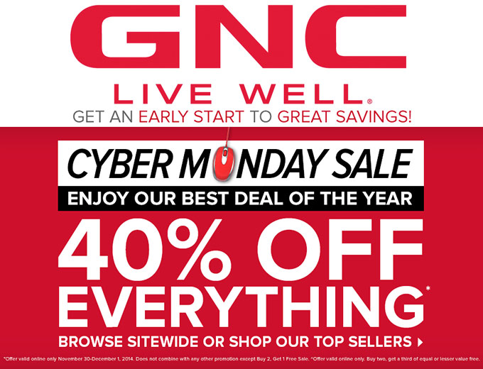GNC Cyber Monday Sale