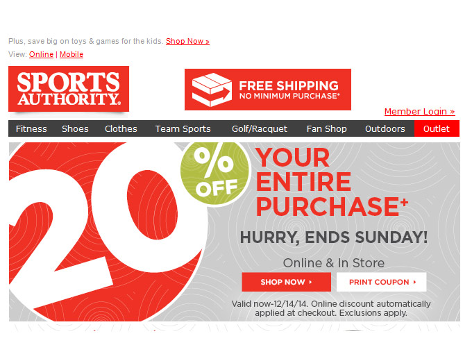 Sports Authority Sale - Extra 20% Off