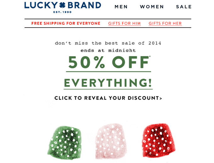 Lucky Brand Flash Sale - 50% off Everything