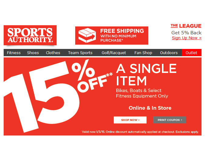 Sports Authority Sale - Extra 15% Off