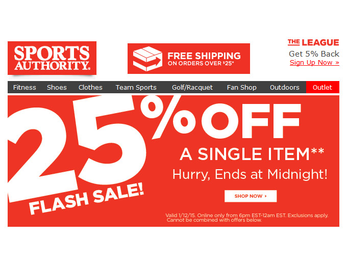 Sports Authority Sale - Extra 25% Off