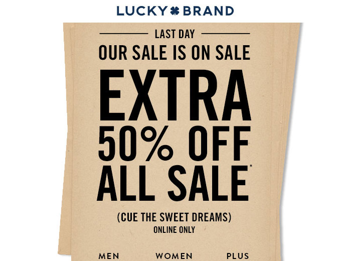 Extra 50% of Sale Styles at Lucky Brand